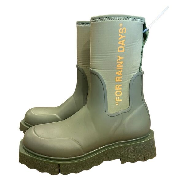 Revolve OFF-WHITE For Rainy Days Zip-tie Rubber Rain Boots in Green - Picture 4 of 12